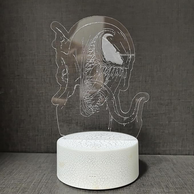 3D Night Light, Alien Monster Illusion Table Lamp with 16 Colors Remote Control Touch Lamp LED USB Night Light Desk Lamps Room Decorations Home Decor Holiday Birthday Light