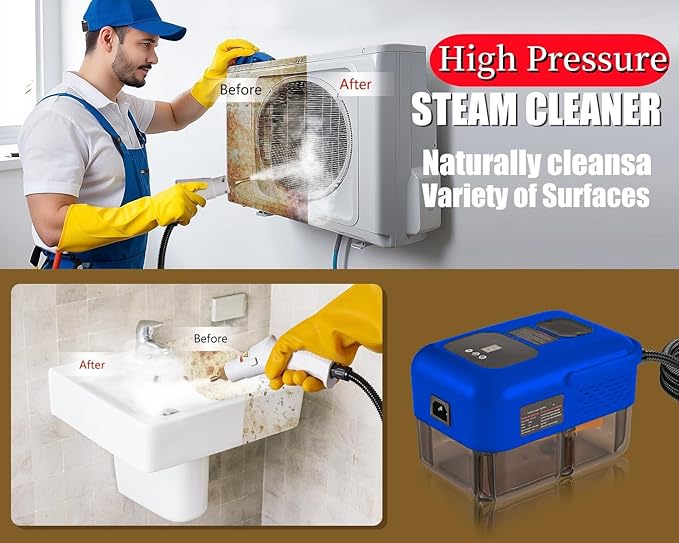 Handheld Steam Cleaner for Home, 2500W High Pressure Steamer for Cleaning, 9-Level Multipurpose Steam Cleaner for Car Floor Upholstery Kitchen Bathroom Grout Tile, 14 Accessories Included, Blue