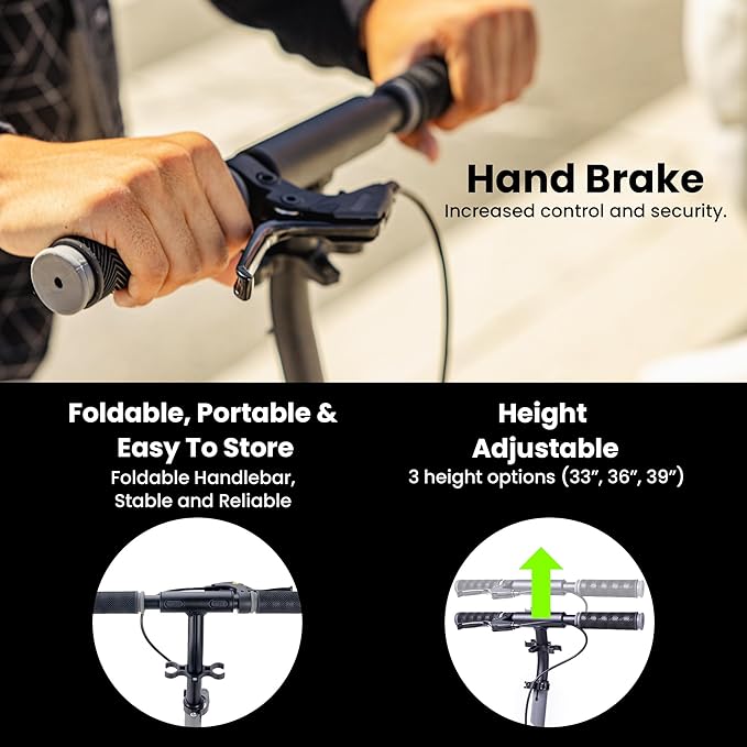 Aero Big Wheels Kick Scooter for Kids 6+, Teens & Adults | Light Up Wheels, Hand Brake, Rubber Deck Mat & Shock Absorption | Foldable & Height Adjustable