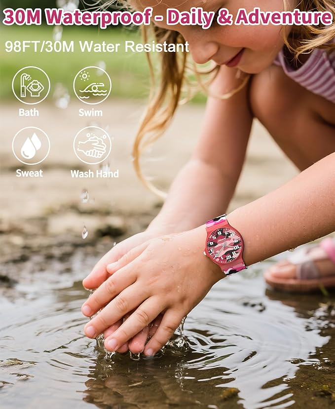 Kids Analog Watch Boys Girls, 30M Waterproof, Sports Watch for Boys, Easy to Read Children's Thin Dial Wrist Watches with Soft Band, for Ages 5-15 Kids Great Birthday Gifts Christmas Day