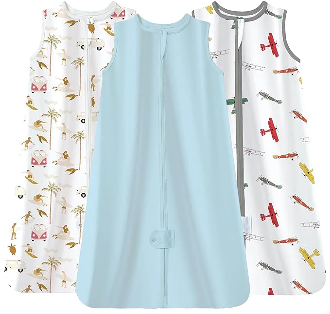 TotAha Sleep Sack infant 3-6 months 3 Pack, Breathable Sleep Bag for Baby Girl Boy, Wearable Blanket with 2-way Safe Zipper, 0.5 TOG