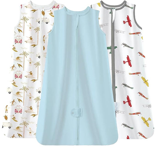 TotAha Sleep Sack infant 3-6 months 3 Pack, Breathable Sleep Bag for Baby Girl Boy, Wearable Blanket with 2-way Safe Zipper, 0.5 TOG