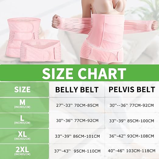 2 in 1 Postpartum Belly Band Wrap Pink, C-Section Support Belt X-Large, Post Partum Support Recovery Waist/Pelvis Belt, Hysterectomy Belly Band Binder Girdle Stomach
