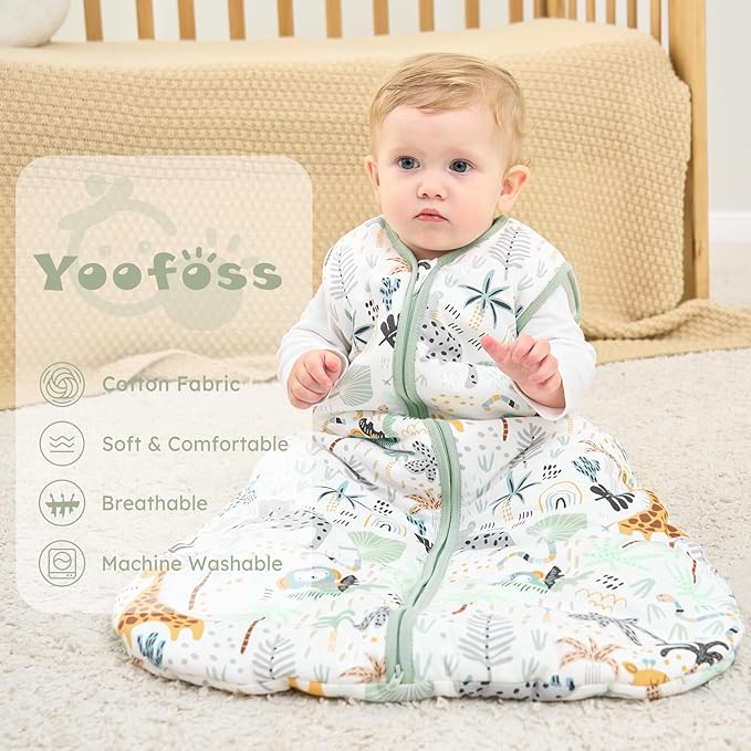 Yoofoss Baby Sleep Sack 6-12 Months, TOG 2.5 Baby Wearable Blanket with 2-Way Zipper, 100% Organic Cotton Fabric Winter Newborn Sleeping Sack, Warm Soft Comfy