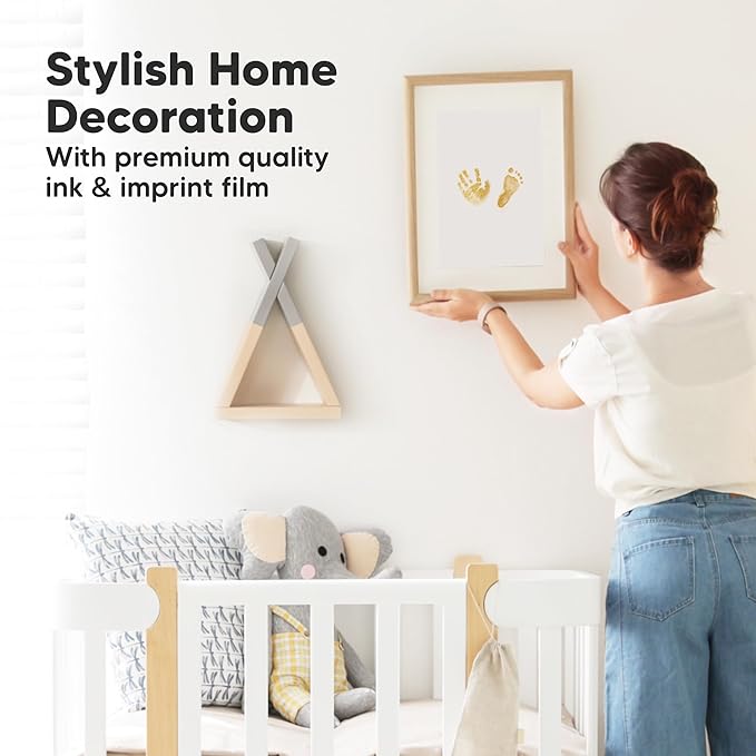 4-Pack Inkless Baby Hand and Footprint Kit - Mess Free Ink Pad for Newborn Keepsake, Dog Nose & Paw Print Kit, Clean Touch Ink Pad for Baby Hand & Footprints, Ideal New Mom Gifts (Gold/Silver)