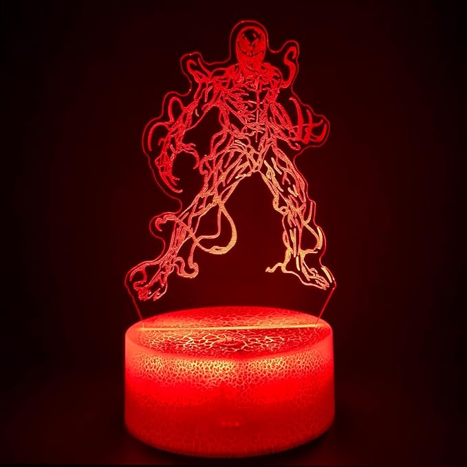 3D Alien Night Light, Super Hero Illusion Table Lamp with 16 Colors Remote Control Touch Lamp LED USB Night Light Desk Lamps Room Decorations Home Decor Holiday Gifts Birthday Gifts