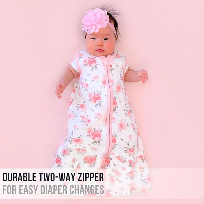 Baby Sleep Sack 1.0 TOG, Organic Cotton Baby Wearable Blanket with Two-Way Zipper, Swaddle Transition Baby Sleeping Bag, All-Season Sleep Sack for Newborn Infant Toddler Boy Girl, 2-Pack, 6-12 Month