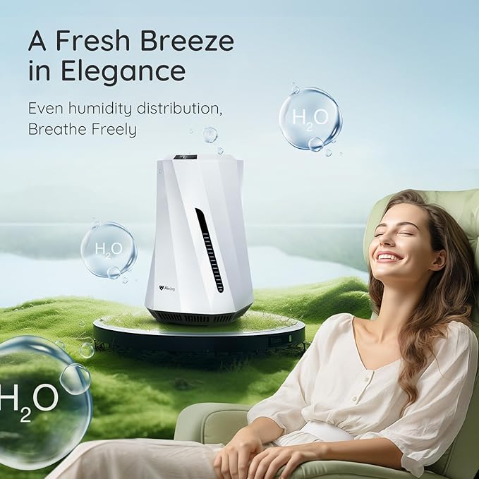 Airdog H5 Evaporative Humidifier for Baby- Mist-Free Humidifier, Mold Free humidifier, Quiet, LED Water Level Display for Premium Home Décor & Protection, Washable Filter, 0.8 Gallon Tank, 5 Modes