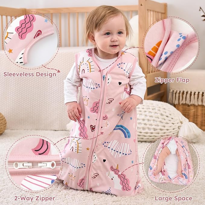 Yoofoss Baby Sleep Sack 12-18 Months, 1.5 Tog Baby Wearable Blanket with 2-Way Zipper, 100% Cotton Organic Fabric Winter Infant Sleeping Sack, Warm Soft Comfy