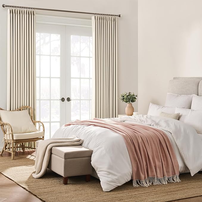 KEQIAOSUOCAI Pinch Pleated Curtains 108 Inches Long for Living Room 2 Panels Set Cream Beige, Luxury Modern Floor to Ceiling Curtains Room Darkening Thermal Window Drapes Decor 9 FT,40 Inch Wide