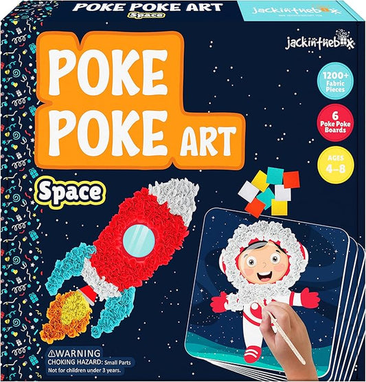 jackinthebox Poke Poke Art for Kids – Space Theme, Mess-Free Fabric Art and Craft, Flower Pressing Kits, Gift for Kids, Toys for Girls and Boys Ages 4 5 6 7 8
