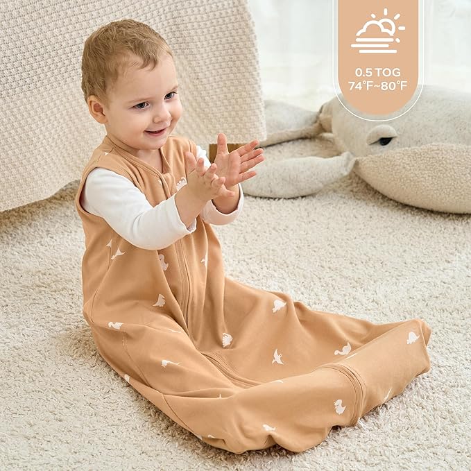 JELLYMONI Baby Sleep Sack 12-18 Months Wearable Blanket for Baby, 100% Cotton 2 Pack Infant Toddler Sleeping Sack Lightweight Soft 2-Way Zipper Sleepsack