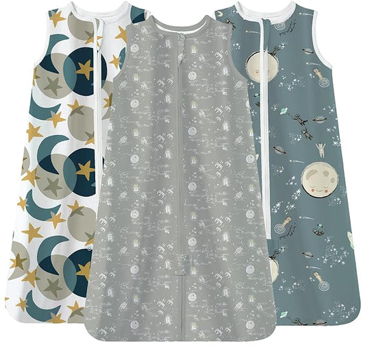 TotAha Sleep Sack 6-12-15 Months 3-Pack,Stretchy,Buttery Soft Swaddle Transition Sleeping Bag,Light Baby Wearable Blanket with 2-Way Safe Zippers for Boys and Girls, 0.5 TOG