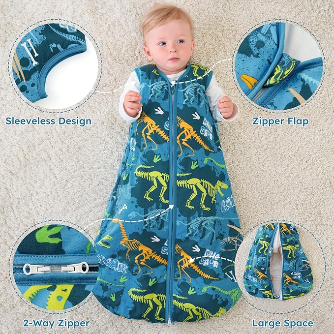 Yoofoss Baby Sleep Sack 18-24 Months, 1.5 Tog Baby Wearable Blanket with 2-Way Zipper, 100% Cotton Organic Fabric Winter Infant Sleeping Sack, Warm Soft Comfy