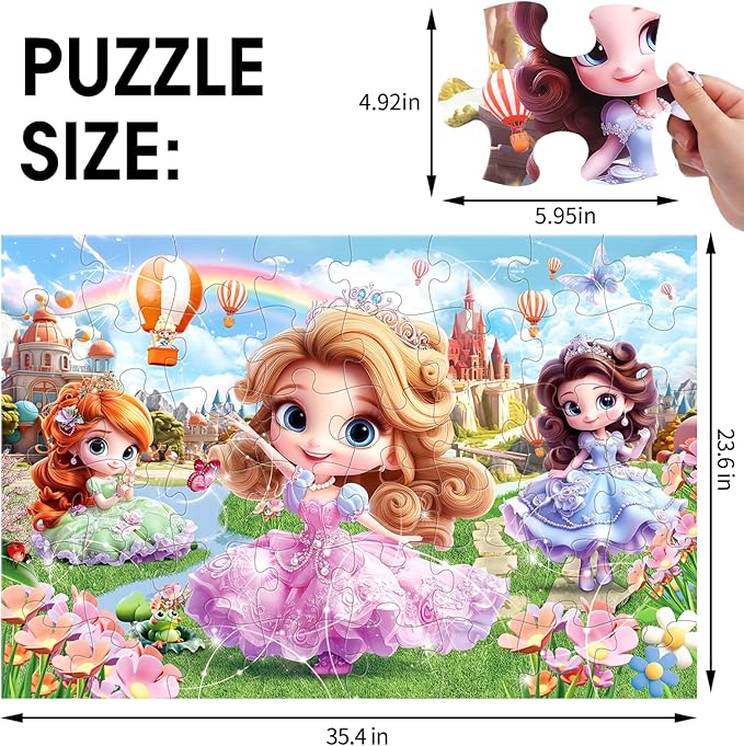 Jumbo Floor Puzzle for Kids,48 Piece Princess Large Jigsaw Puzzles,Puzzle for Toddler Ages 3-5,Preschool Educational Intellectual Development Toy Gift for Boys & Girls Ages 4-8