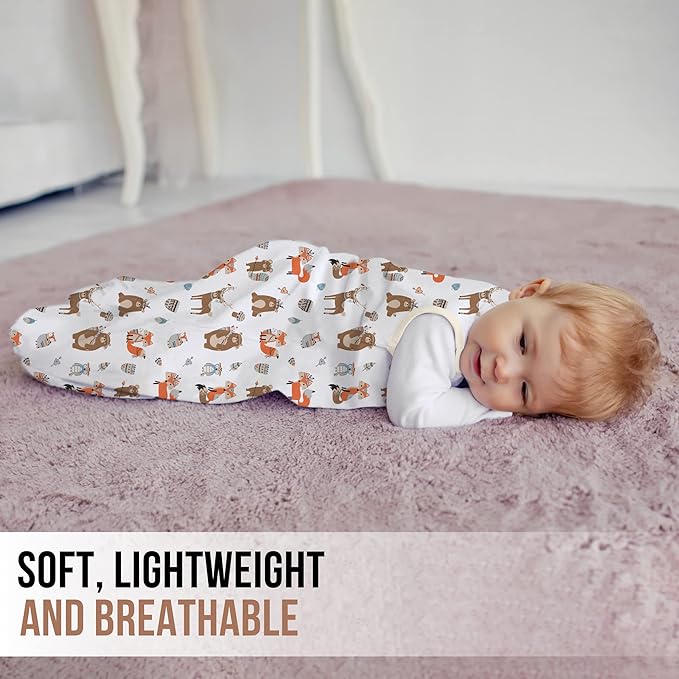 Mama Cheetah Baby Sleep Sack 0.5 TOG, Organic Cotton Baby Wearable Blanket with Two-Way Zipper, Swaddle Transition Baby Sleeping Bag for Newborn Infant Toddler Boy Girl, 12-18 Months