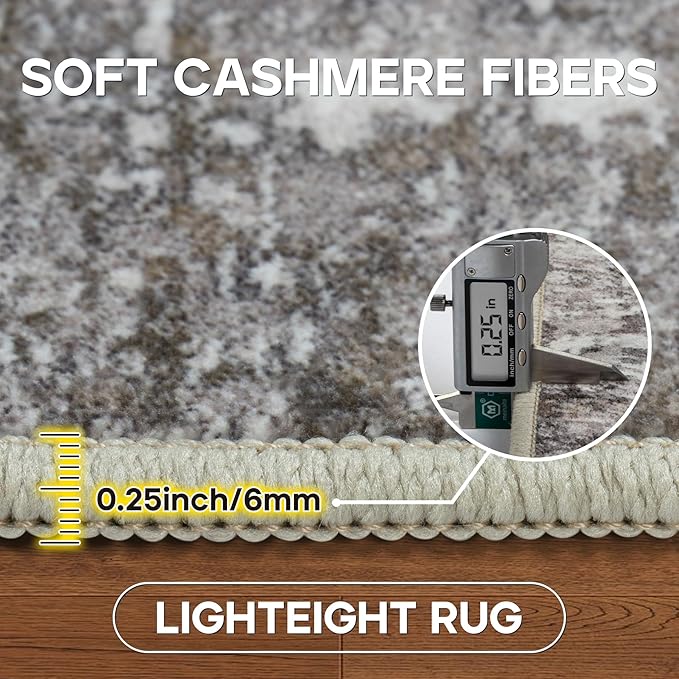 6x9 Area Rugs for Living Room Rug Washable: Modern Rug for Dining Room Bedroom Carpet Non Slip Low Pile 6 by 9 Indoor Abstract Nursery Home Office Black Gold