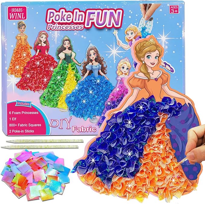 JRD&BS WINL Poke in Fun Art Kit for Kids Toys Age 3-12 Year Old 3D Creative Princesses for Girls Birthday Gifts for 3 4 5 6 7 8 9…… Year Old Boy DIY Craft Art Kit for Teens Beginner Kids