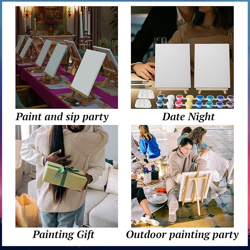 2 Pack Sip and Paint Kit for Adults Couples Painting Kit Stretch Canvas to Paint at Home Date Night Party Favor Supplies Art Painting Set Couples Activity Selfie 8x10 Canvas Painting Kit Valentines Day