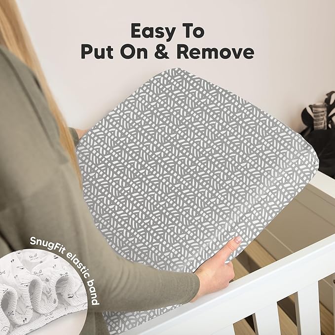 KeaBabies 2-Pack Organic Crib Sheets for Boys, Girls - 52x28 Fitted Crib Mattress Sheet Neutral, Breathable Jersey Cotton Cover for Baby Bed, Toddler Mattress, Soft & Cute Prints (Nordic)