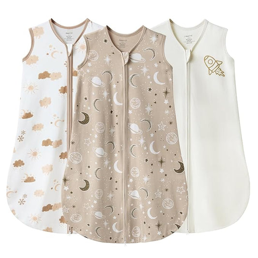JELLYMONI Baby Sleep Sack 0-6 Months Wearable Blanket for Baby, 100% Cotton 2 Pack Infant Toddler Sleeping Sack Lightweight Soft 2-Way Zipper Sleepsack