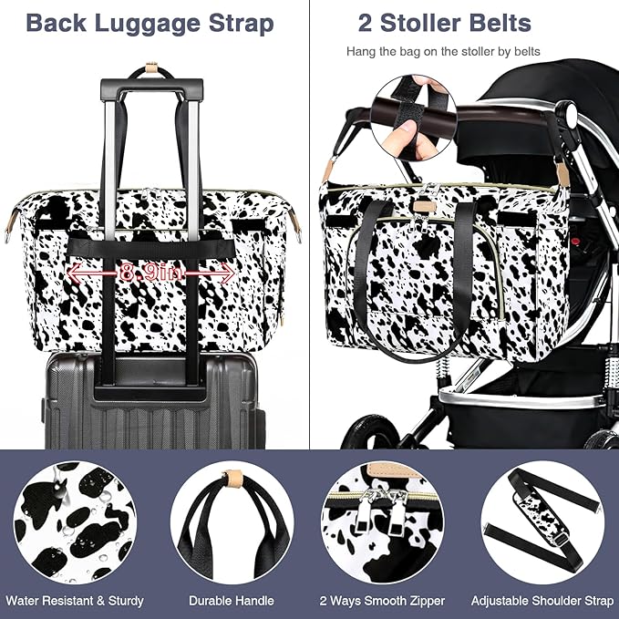 ITIEZY Diaper Bag Tote for Baby - Large Mommy Bag with Portable Changing Pad Pacifier Case, Hospital Bags Travel Baby Bag