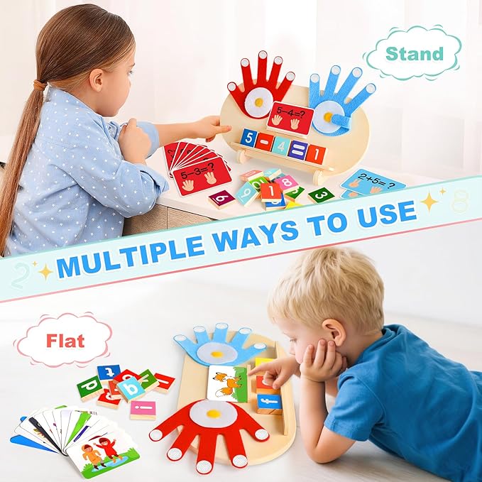 2 in 1 Wooden Montessori Toys for Kids - Number Counting Blocks & ABC Game Toys for 3-5, Preschool Educational Learning Toys for Toddlers 4-6, Birthday Christmas Stocking Stuffers Gifts for Boys Girls
