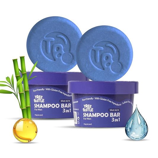 Argan Oil + Bamboo Extract 3-in-1 Shampoo Bar for Men - For Hair, Beard & Body - Deep Clean, Nourishing & Frizz Control - Natural, Paraben & Sulfate-Free - Made in USA - 4.5oz (Pack of 2)