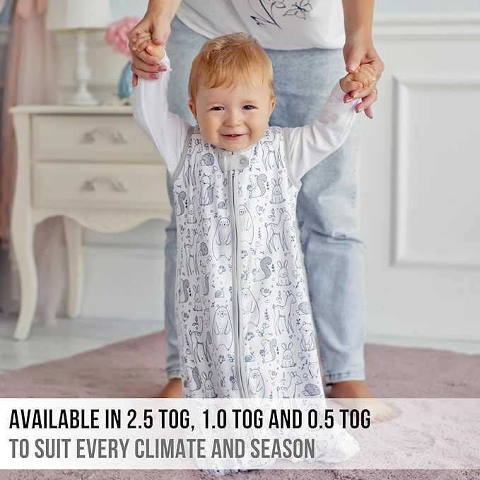 Mama Cheetah Baby Sleep Sack 2.5 TOG, Winter Baby Sleeping Bag with 2-Way Zipper, Organic Cotton Swaddle Transition Wearable Blanket for Boy Girl Infant Toddler, 18-24 Months, 1-Pack