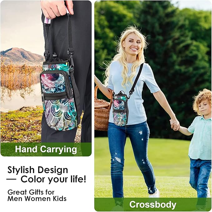 icolor Water Bottle Carrier Bag with Strap 25/32/40 oz Crossbody Bottle Holder with Phone Pocket Sling Sleeve Insulated Neoprene Water Bottle Pouch for Walking Travelling