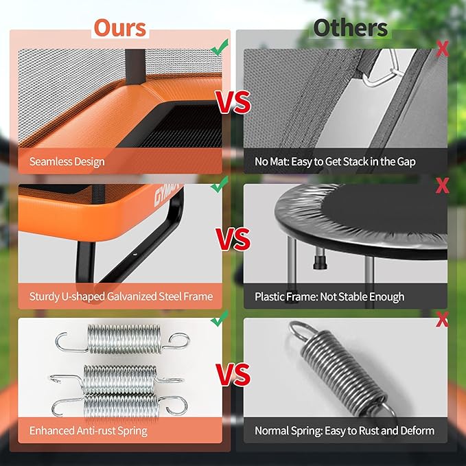 GYMAX Trampoline for Kids, 6FT Toddler Trampoline with Swing & Enclosure Safety Net, ASTM Approved Rectangle Recreational Trampoline for Indoor/Outdoor, Birthday for Baby Boys & Girls