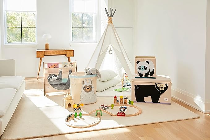 3 Sprouts Toy Storage Organizer: Toy Box Cube Organizer for Playroom, Nursery - Foldable Storage Bin - Panda