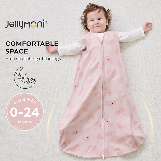 JELLYMONI Baby Sleep Sack 0-6 Months 0.5 Tog Wearable Blanket for Baby, 100% Cotton 3 Pack Infant Toddler Sleeping Sack Lightweight Soft 2-Way Zipper Sleepsack
