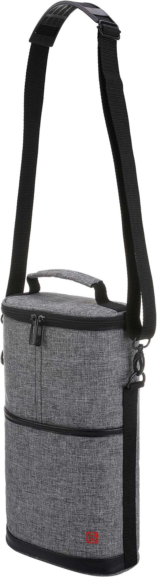 ALLCAMP 2 Bottle Wine Tote Carrier - Insulated Portable Padded Canvas Wine Bag for Travel, BYOB Restaurant, Wine Tasting, Party, Great Christmas Day Gift for Wine Lover，Gray