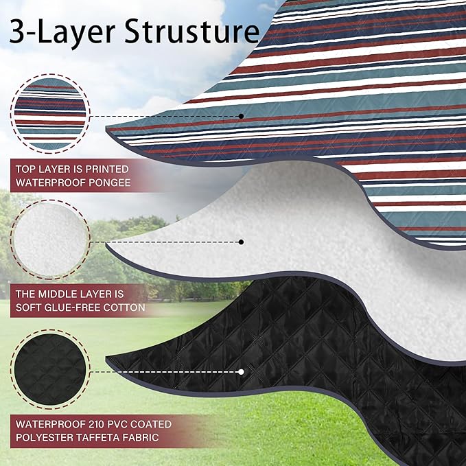 HX&OD Outdoor Picnic Blanket Extra Large, 80''*80'' Waterproof Picnic Mat with Stakes Foldable Camping Blanket Portable with Carry Strap for Beach Mat (Red, 80''*80'')