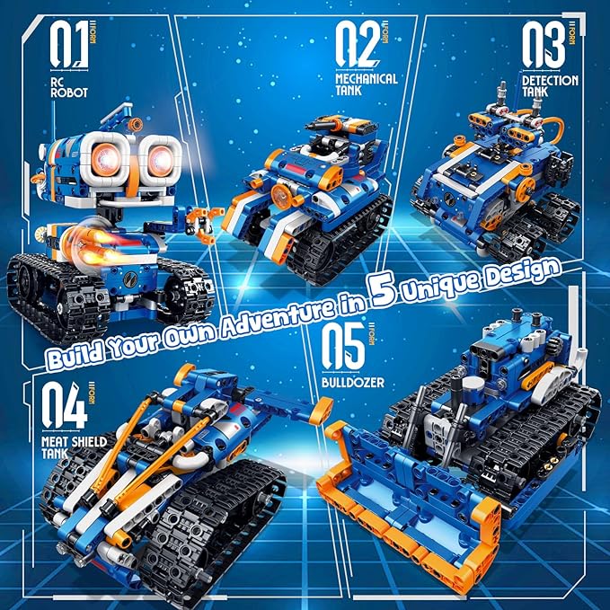 5in1 STEM Robot Building Kit, 560 PCS APP/Remote Control Mech RC Robotics for Kids Ages 8-12, Science Kit Coding Robots Toy Set, Birthday Gifts for Boys Age 8-14+