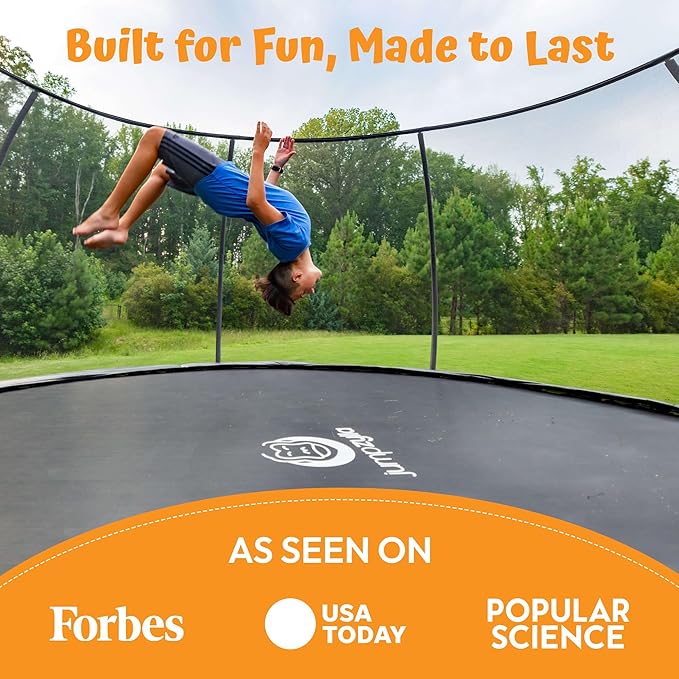 JUMPZYLLA Trampoline Outdoor 8FT 10FT 12FT 14FT 15FT 16FT with Enclosure and Ladder, ASTM Approved Recreational Trampoline for Kids and Adults, Anti-Rust Coated Frame