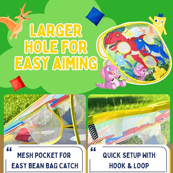 2-in-1 Dinosaur & Animal Bean Bag Toss Game – Double-Sided 27" Target Board with 6 Bean Bags – Outdoor & Indoor Toy for Toddlers & Kids Ages 3-6 – Birthday Gift - Amazon Exclusive