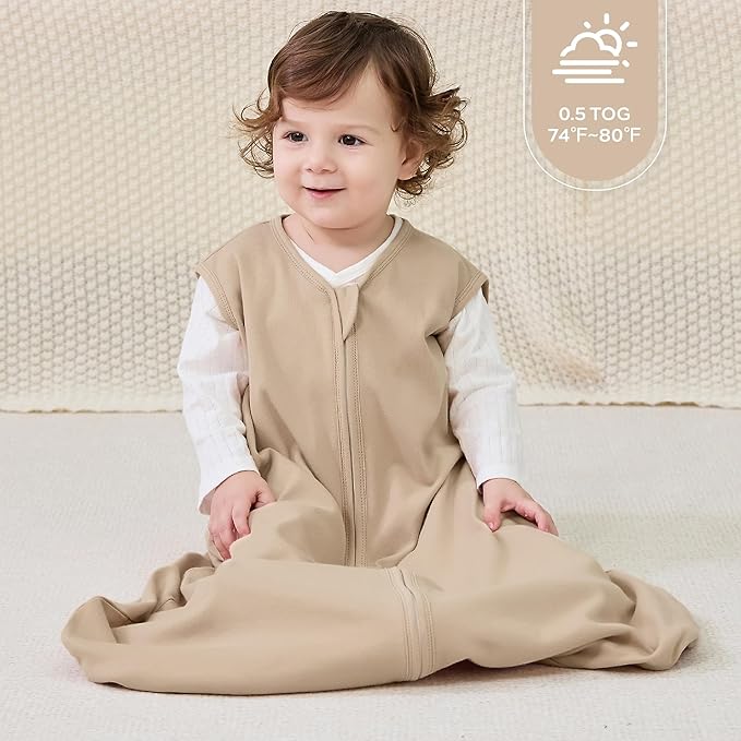 JELLYMONI Baby Sleep Sack 6-12 Months Wearable Blanket for Baby, 100% Cotton 2 Pack Infant Toddler Sleeping Sack Lightweight Soft 2-Way Zipper Sleepsack