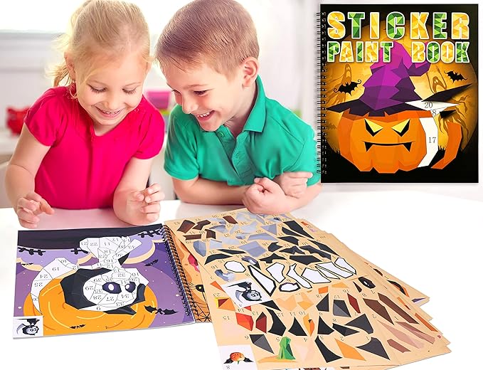 90shine 4PCS Halloween Crafts for Kids Ages 4-8 Sticker Books Gift Party Favors Create 40 Pictures