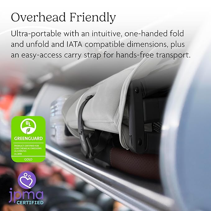 UPPAbaby Minu V3 Travel Stroller | Lightweight + Compact Design | One-Hand Fold + Unfold | from Birth + Overhead Compatible | Dillan (Stone Blue/Carbon Frame/Sand Leather)