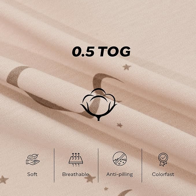JELLYMONI Baby Sleep Sack 6-12 Months, 100% Cotton 3 Pack 0.5 TOG Baby Wearable Blanket Infant Sleep Sack with 2-Way Zipper Newborn Sleep Sacks