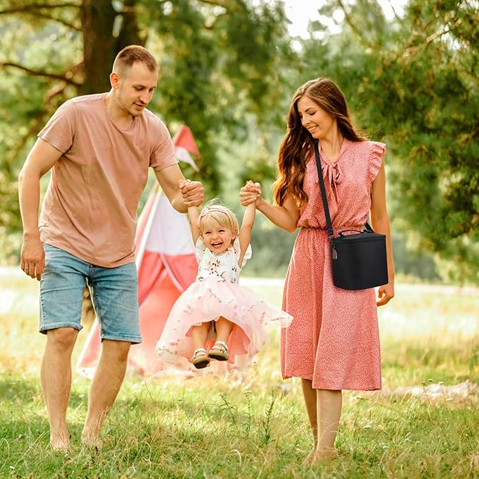 Accmor Breastmilk Cooler Bag with Ice Pack, Baby Bottle Cooler Bags, Insulated Bottle Cooler Tote Bags On The Go, Fits 6 Large 9oz Bottles, for Nursing Mom Daycare Travel, Black