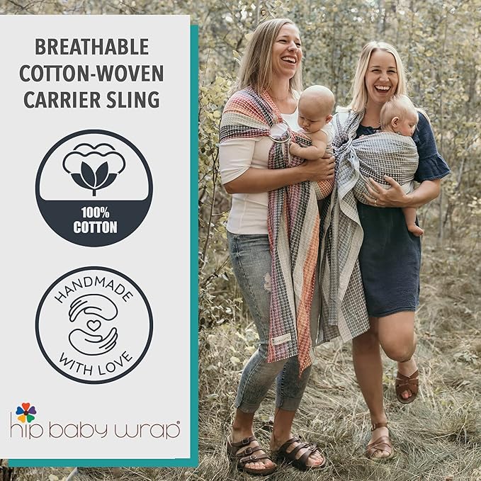 Hip Baby Wrap Ring Sling Baby Carrier for Infants and Toddlers - Beautiful, 100% Soft Cotton Baby Wraps Carrier for Babies 8-35 lbs - Perfect Baby Shower Gifts Moms and Dads - Nursing Cover (Sahara)