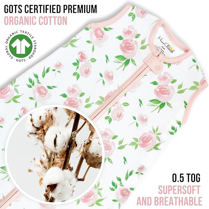 Mama Cheetah Baby Sleep Sack 0.5 TOG, Organic Cotton Baby Wearable Blanket with Two-Way Zipper, Swaddle Transition Baby Sleeping Bag for Newborn Infant Toddler Boy Girl, 18-24 Months