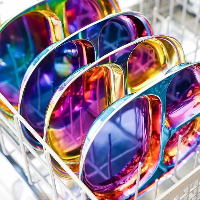 Ahimsa Stainless Steel Plates for Kids - Divided Plates for Toddlers, Pediatrician Designed, Non Toxic Toddler Plate, BPA Free & Dishwasher Safe (Blue Set of 4)