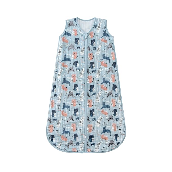 Baby Sleep Sack 2-4 T Baby Wearable Blanket 100% Organic Cotton 0.5 TOG Toddler Sleep Sacks 2- Way Zipper Soft 4 Layers 2T 3T 4T Kitten