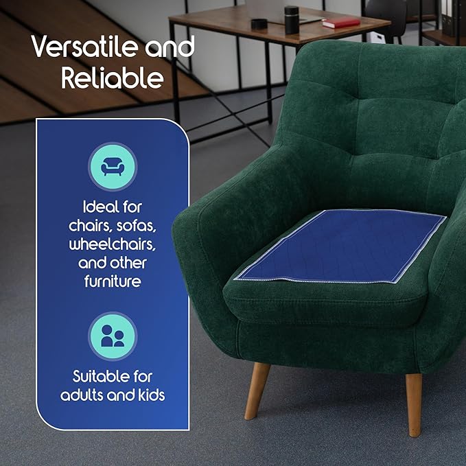 Inspire Waterproof Chair Pad, Dark Colored to Hide Stains, 18 x 24 – Quilted, for Incontinence Washable, for Adults and Kids Reusable Underpad