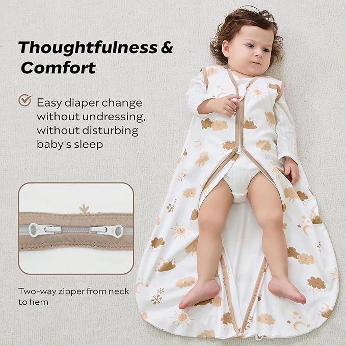 JELLYMONI Baby Sleep Sack 12-18 Months Wearable Blanket for Baby, 100% Cotton 2 Pack Infant Toddler Sleeping Sack Lightweight Soft 2-Way Zipper Sleepsack
