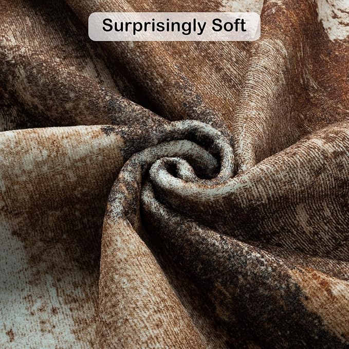 Kelarea Living Room Rug, 8x10 Rug Modern Abstract Washable Rugs Brown Faux Wool Vintage Carpet, Non Slip Rugs for Bedroom, Dining Room, College Dorm, Kids Playroom, Home Office